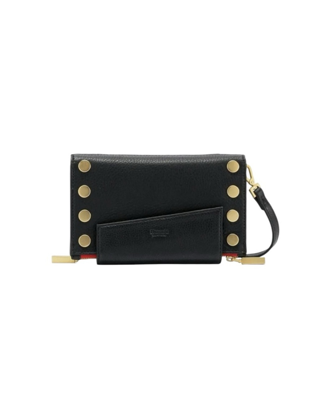 HAMMITT Black Levy crossbody wallet with Gold Hardware